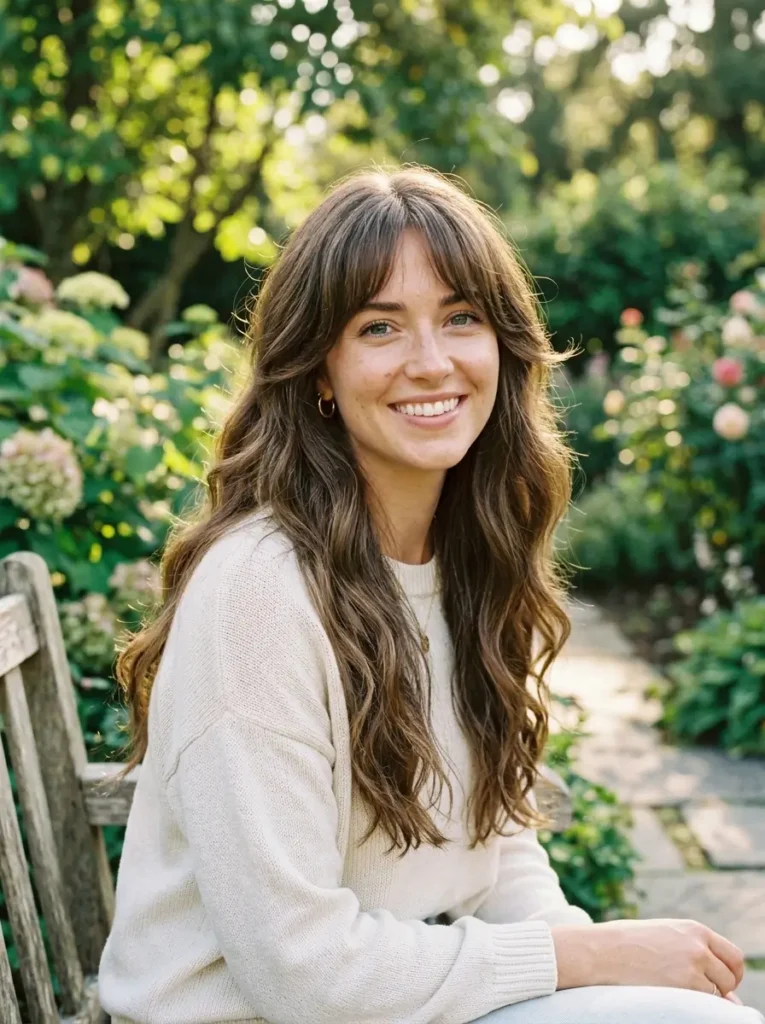 Long Hair with Bottleneck Bangs