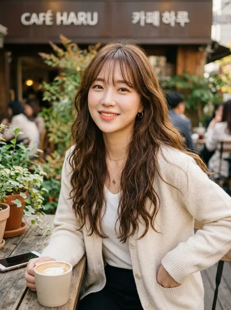 Long Hair with Korean Air Bangs
