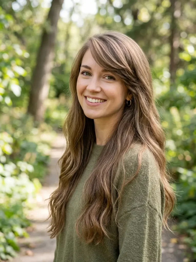 Long Hair with Side-Swept Bangs
