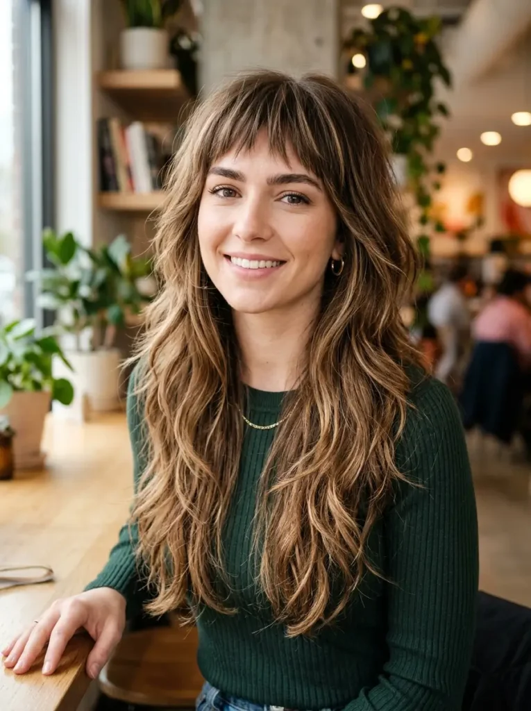 Long Layered Hair with Choppy Bangs