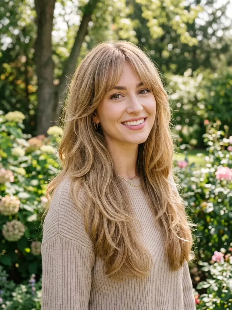 Long Layered Hair with Feathered Bangs