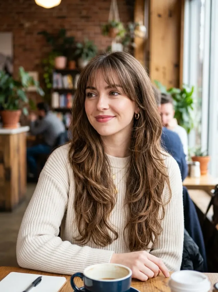 Long Layered Hair with See-Through Bangs