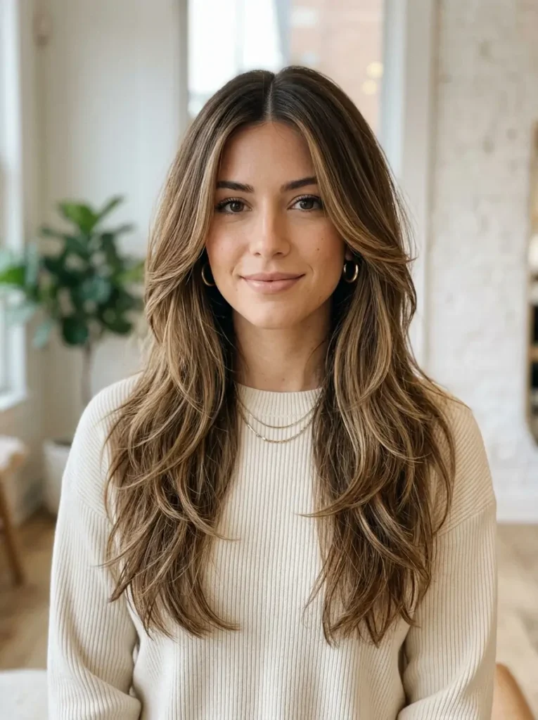 Long Layered Haircut with Middle Part