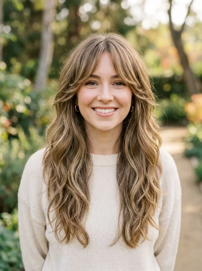 Long Layers with Curtain Bangs