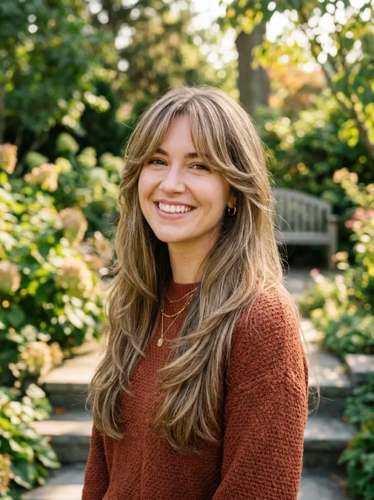 Long Layers with Curtain Bangs