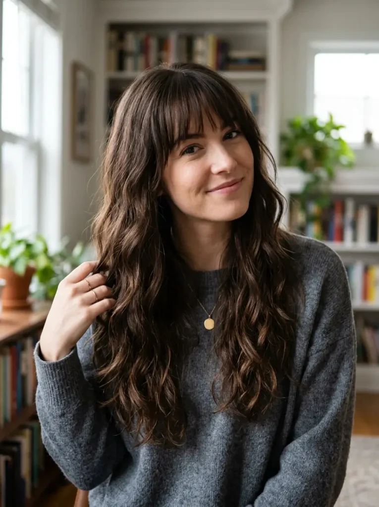 Long Wavy Hair with Bangs