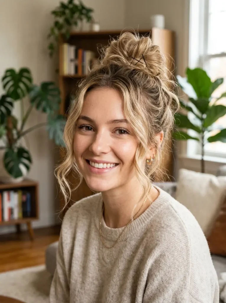 Loose Messy Bun With Face-Framing Pieces