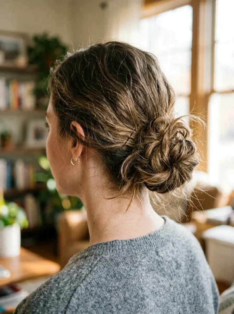 Low Knotted Messy Bun