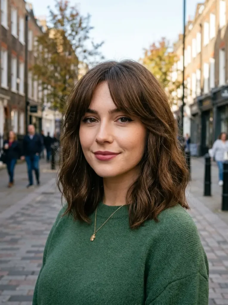 Medium Hair With Long Curtain Bangs