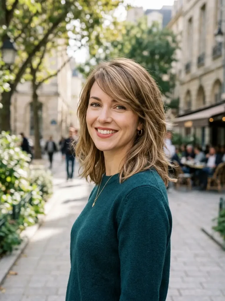 Medium Layered Cut With Side-Swept Bangs