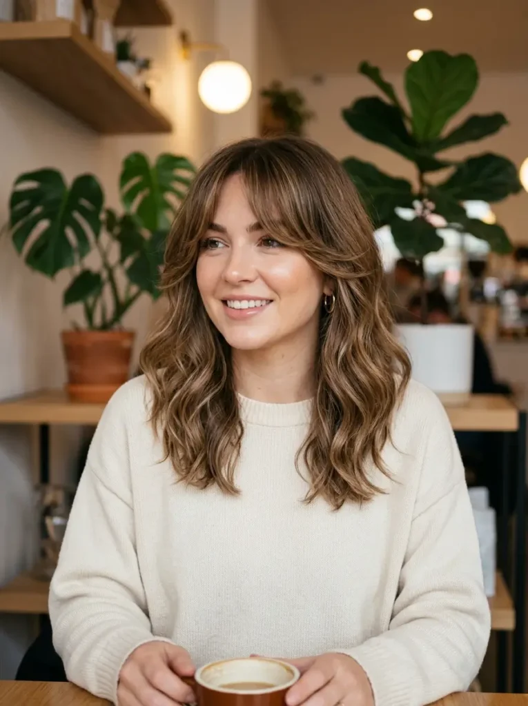 Medium Waves with Curtain Bangs