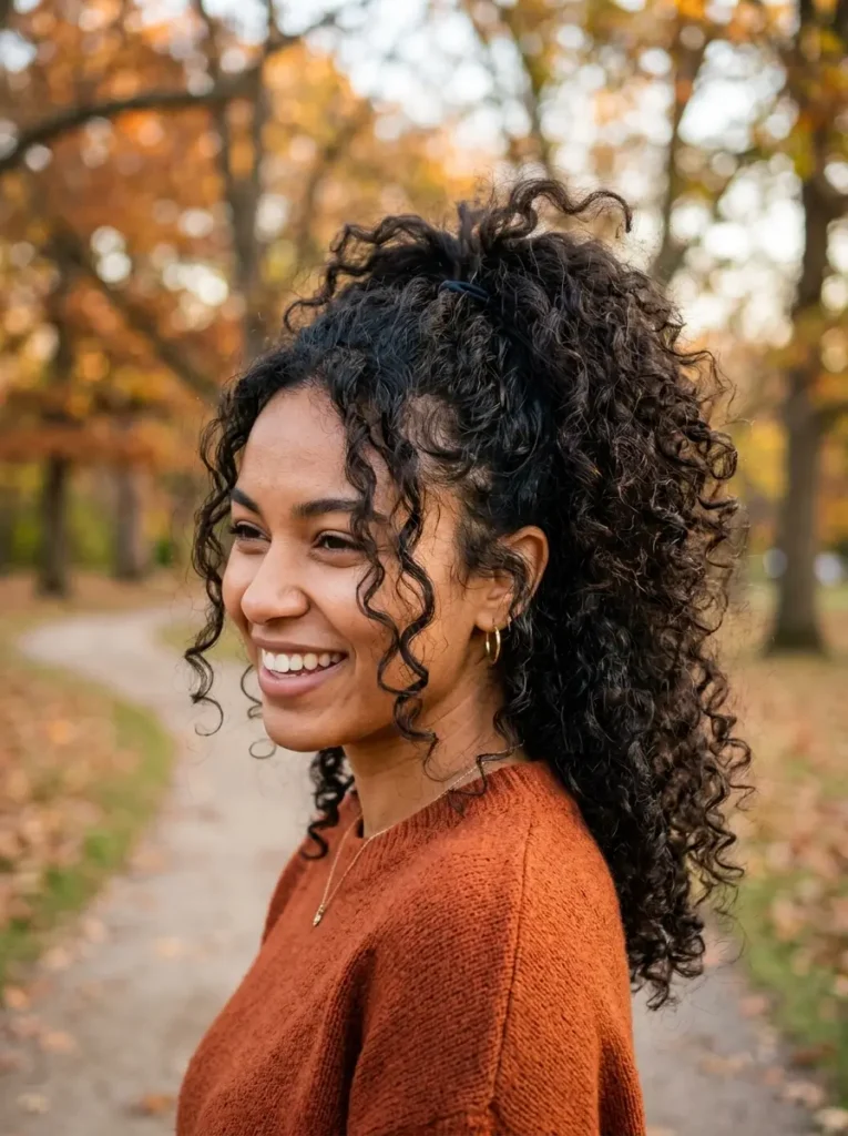 Messy Curly Ponytail