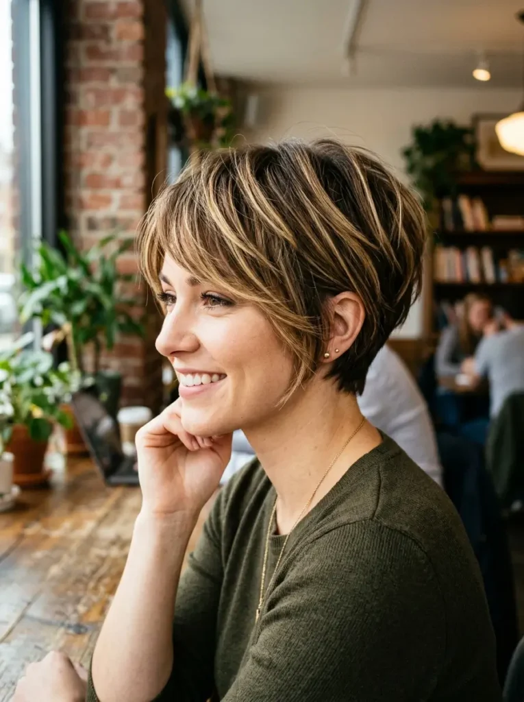 Pixie Bob Haircut With Highlights