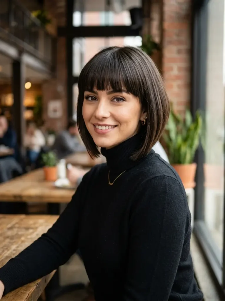 Short A Line Bob with Bangs