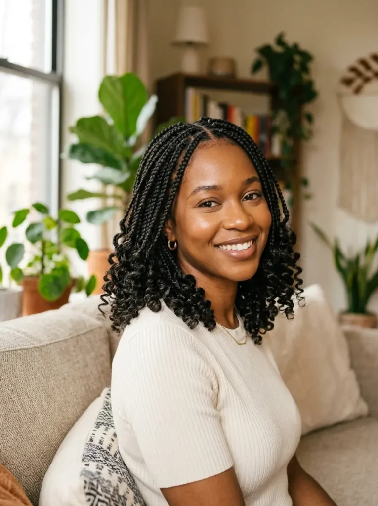 Short Braids with Curly Ends