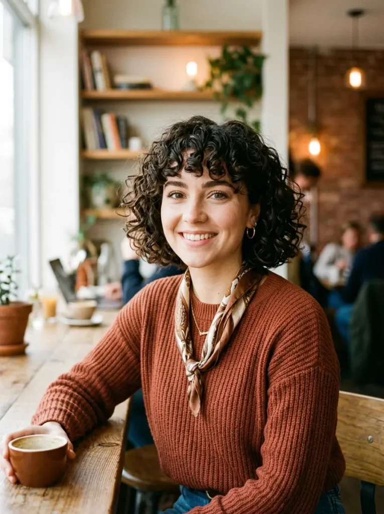 Short Curly Bob with Bangs