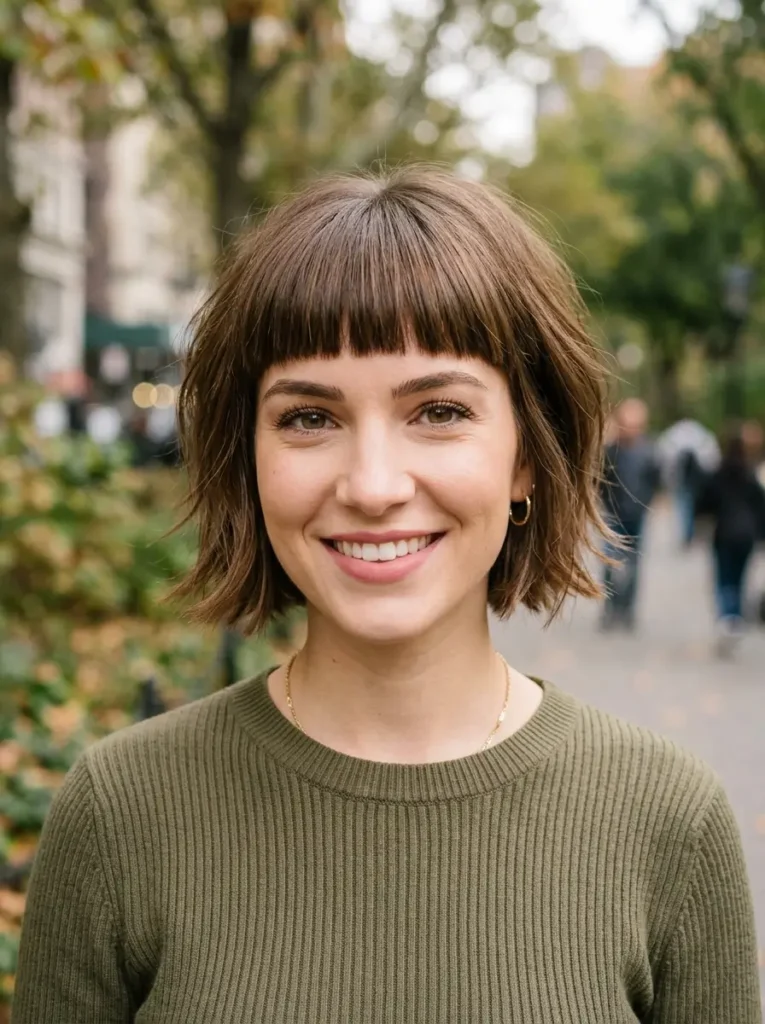 Short Layered Cut With Blunt Bangs