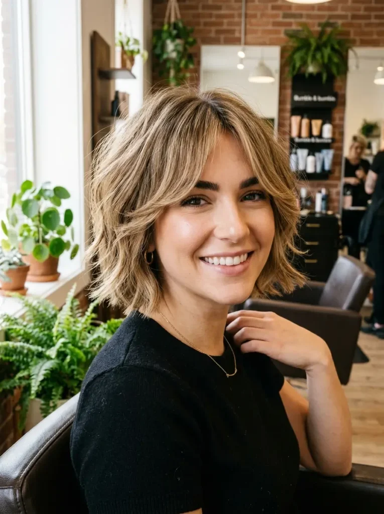 Short Layered Cut With Curtain Bangs