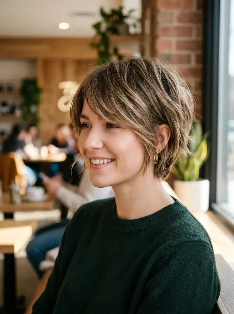 Short Layered Cut with Side Bangs