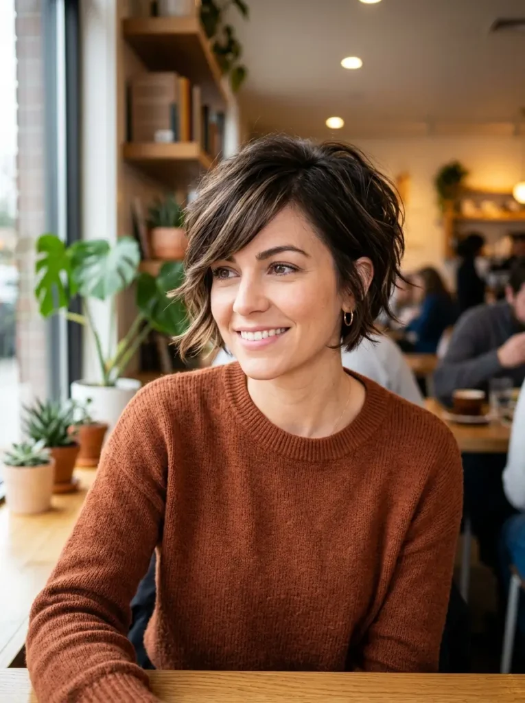 Short Layered Cut with Side Swept Bangs