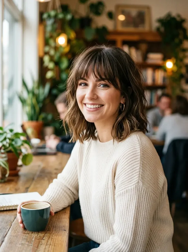 Short Layered Lob With Bangs