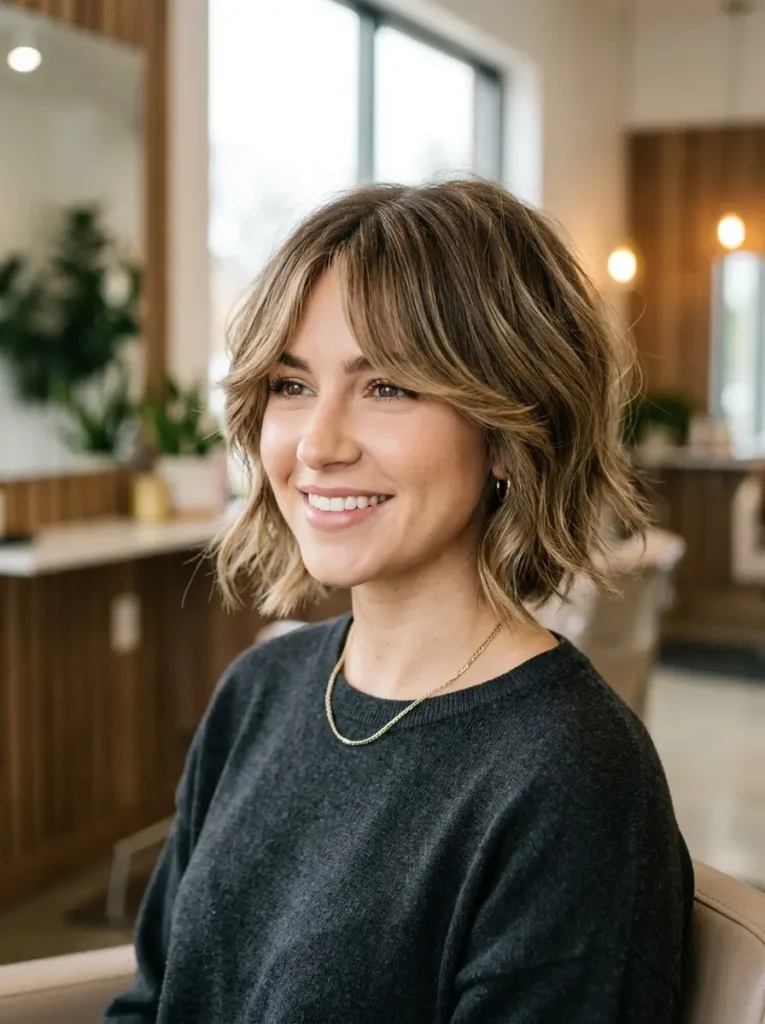 Short Layers with Curtain Bangs
