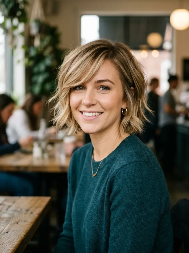 Short Layers with Side Bangs