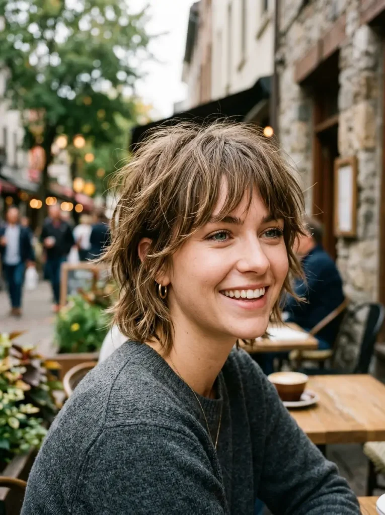 Short Messy Layers with Bangs