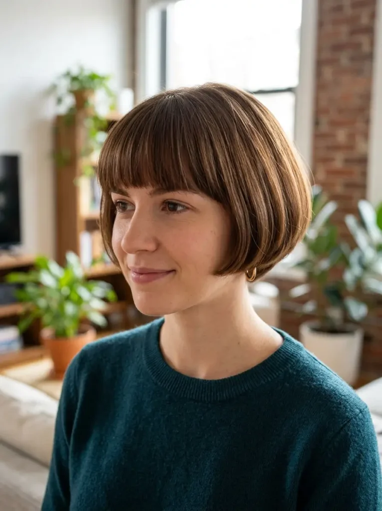 Short Rounded Bob with Bangs
