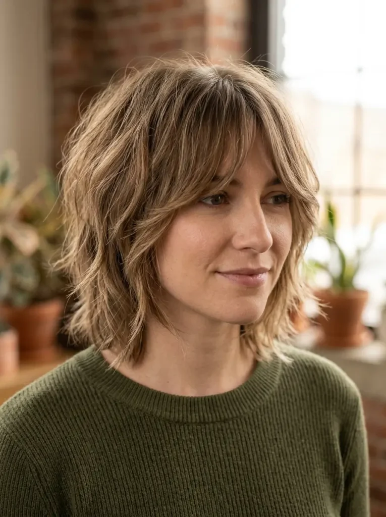 Short Shag with Curtain Bangs