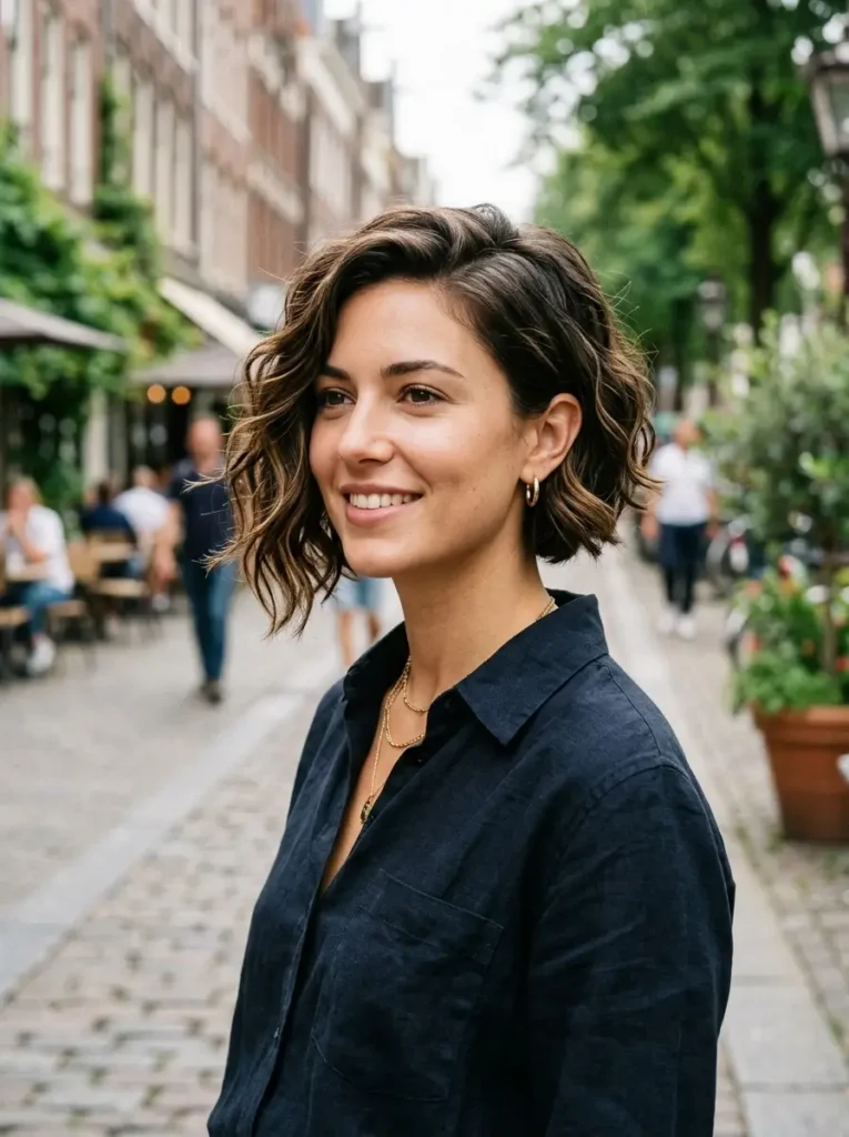 Short Wavy Asymmetrical Bob