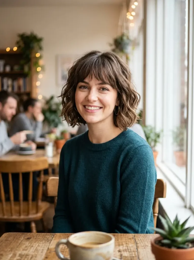 Short Wavy Bob with Bangs