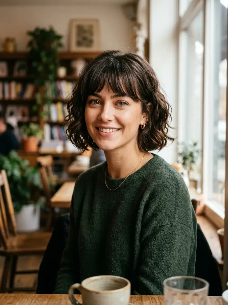 Short Wavy Bob with Bangs