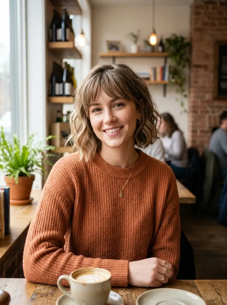 Short Wavy Bob with Bangs