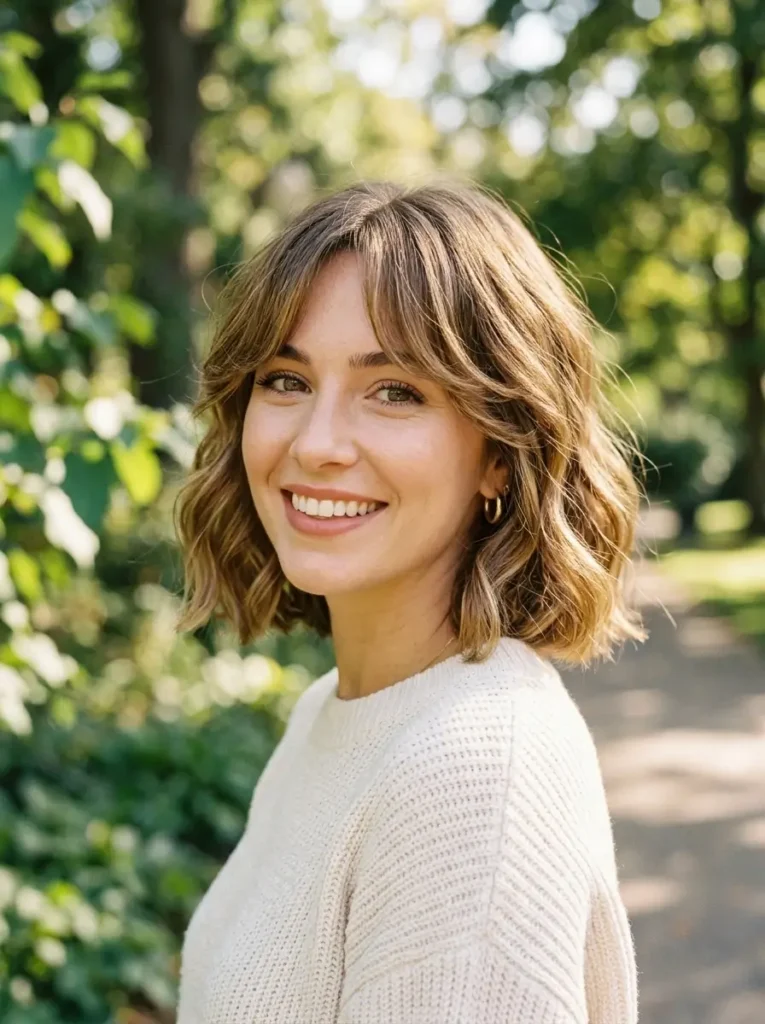Short Wavy Hair with Curtain Bangs
