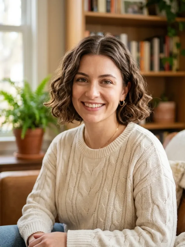 Short Wavy Hair with Middle Part