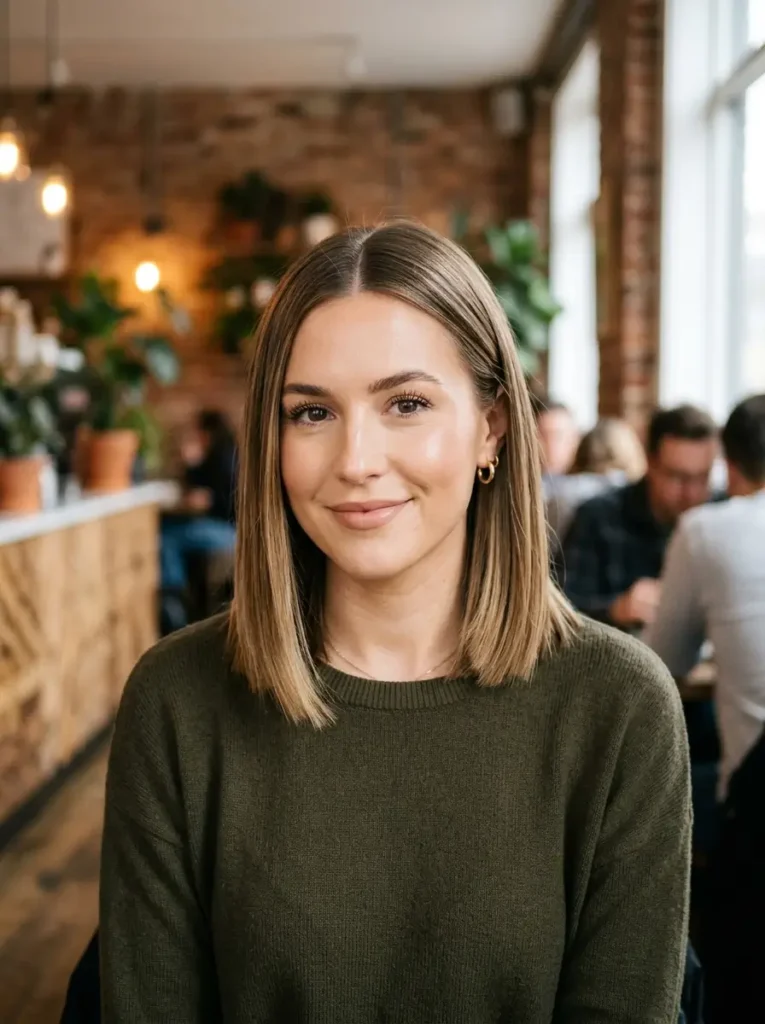 Shoulder Length Bob with Middle Part