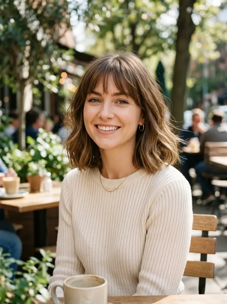 Shoulder Length Bob with Wispy Bangs