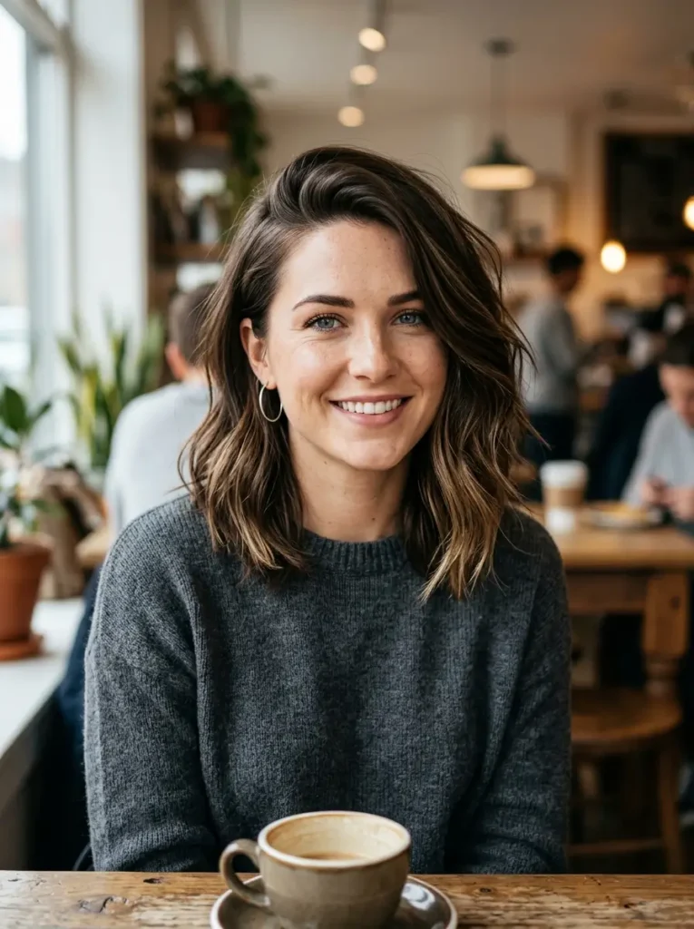 Shoulder Length Cut with Side Part