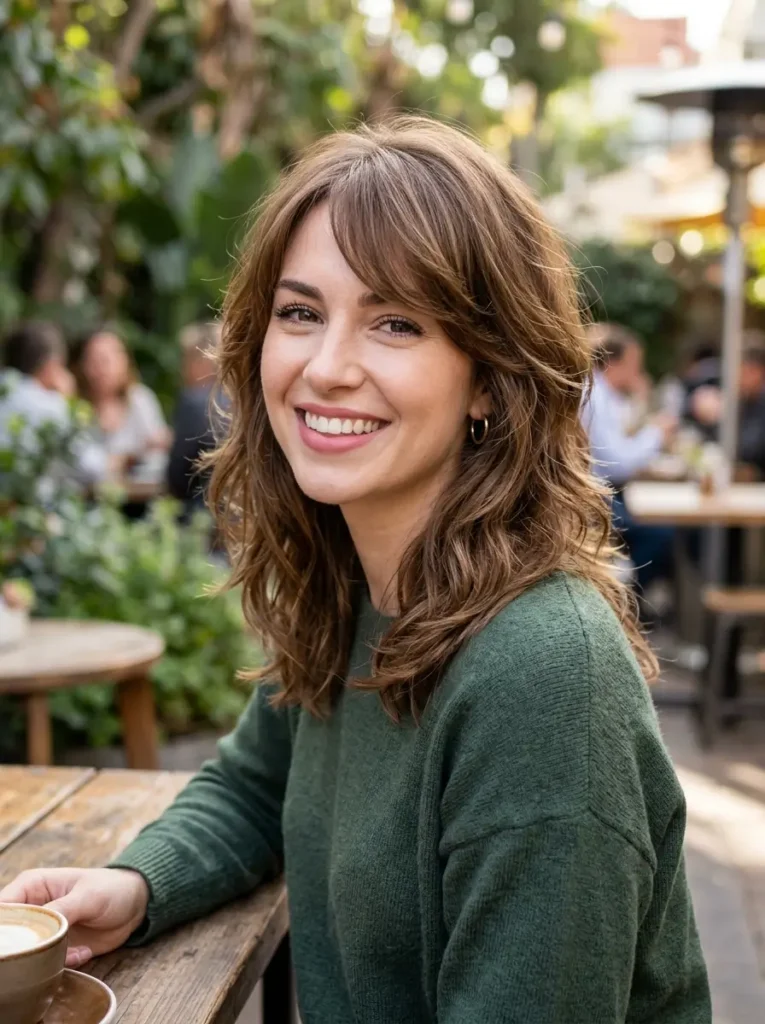 Shoulder Length Layers with Side Bangs