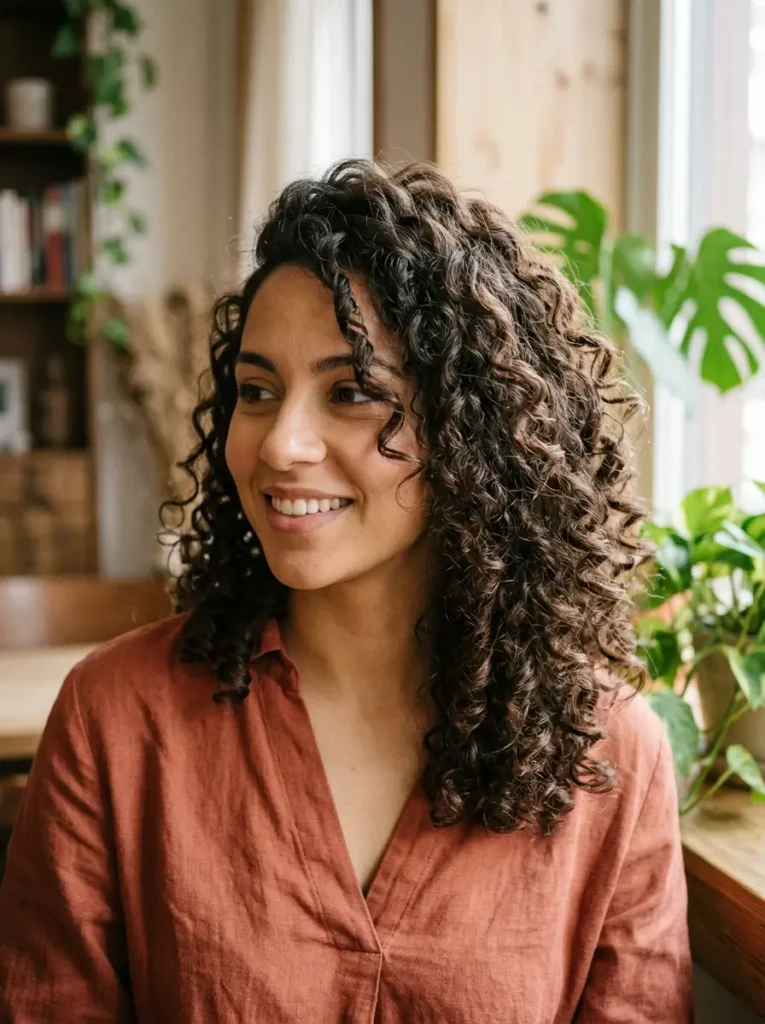 Side-Parted Curly Hairstyle