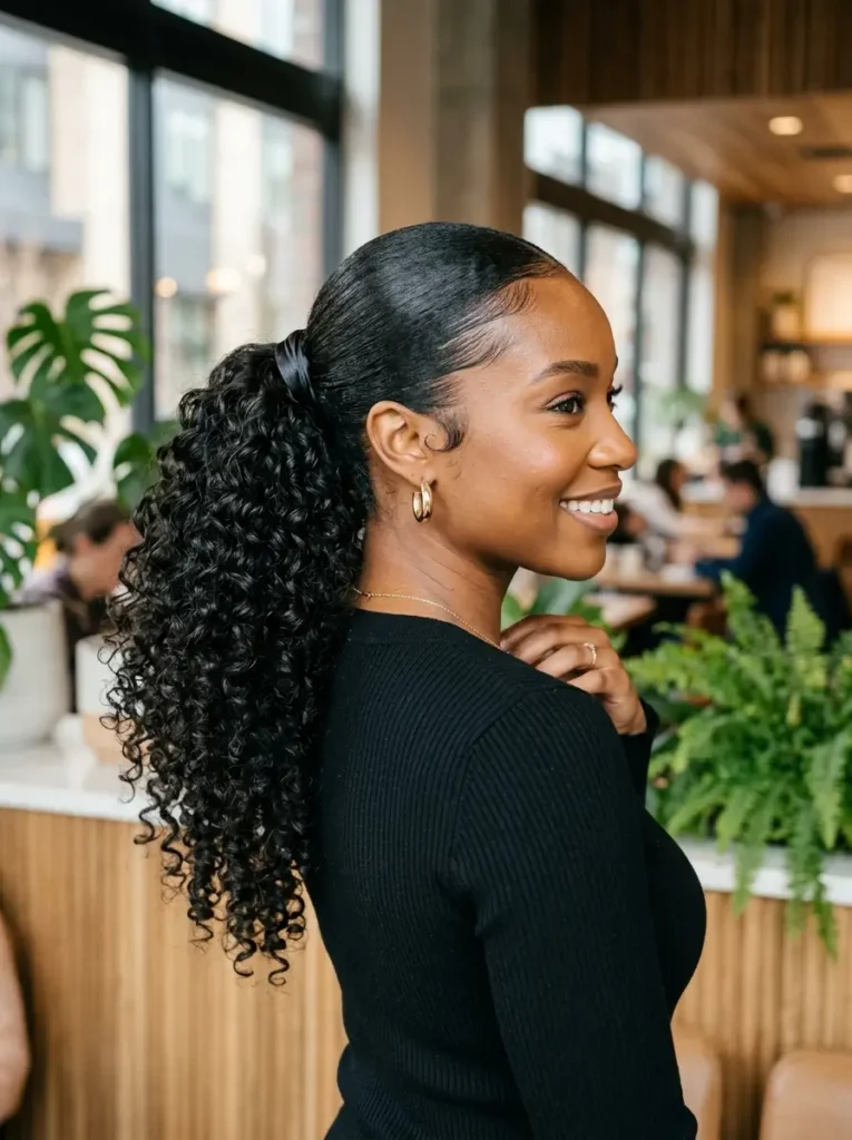 Sleek Curly Ponytail