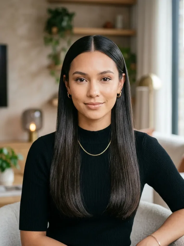 Sleek Middle Part Hairstyle