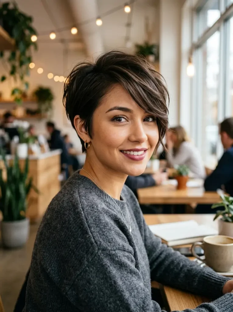 Tapered Pixie with Long Bangs