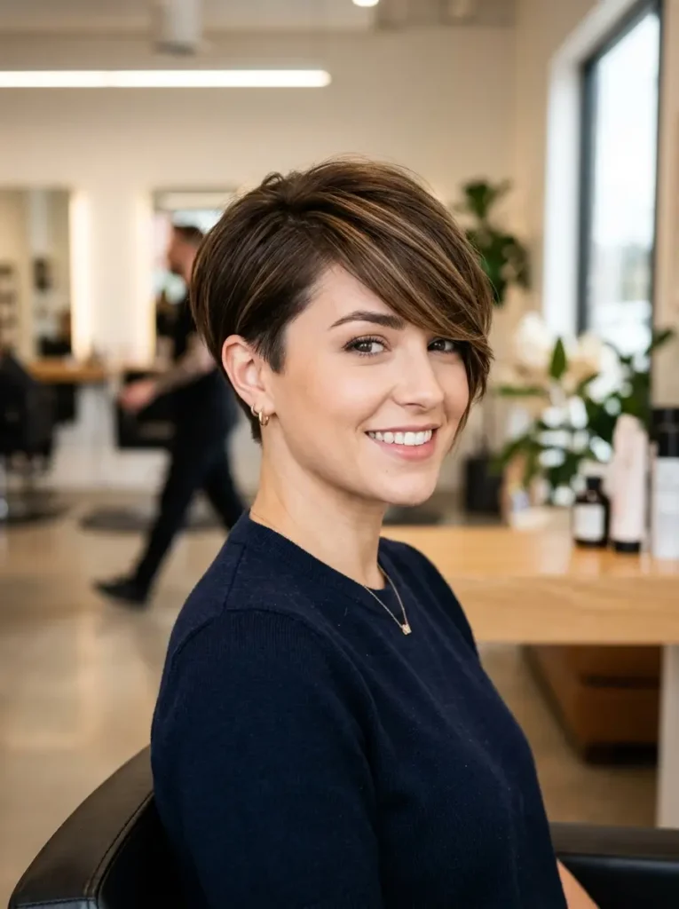 Tapered Pixie with Long Bangs