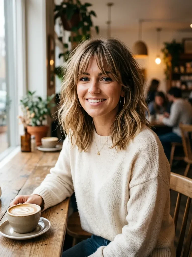 Textured Lob With Piecey Bangs