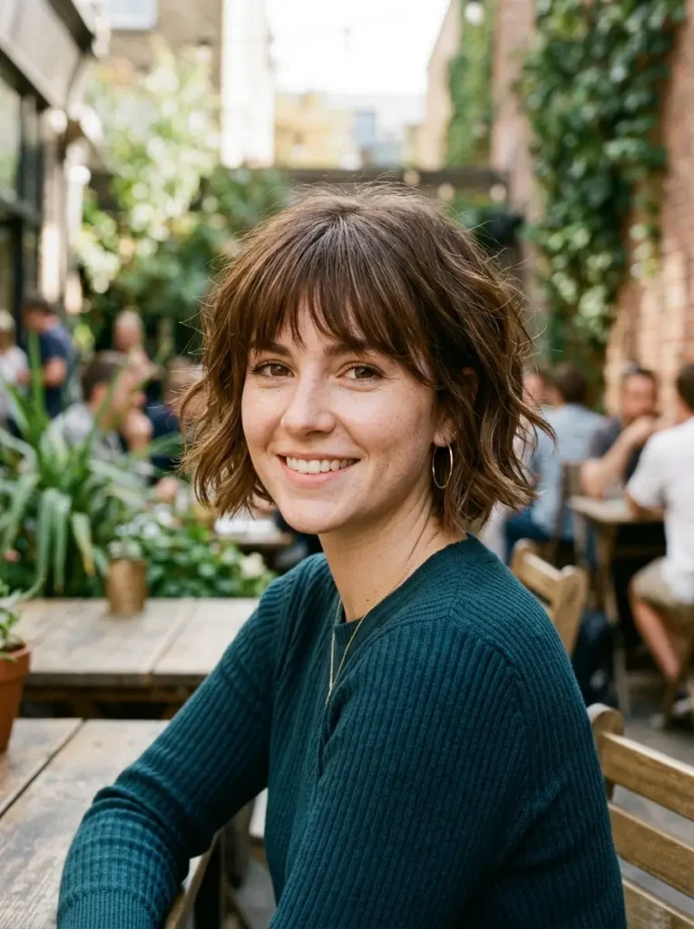 Textured Short Bob with Bangs