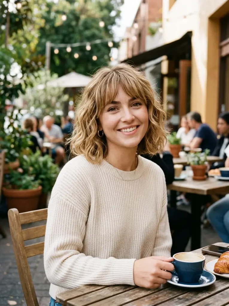 Wavy Bob with Bangs