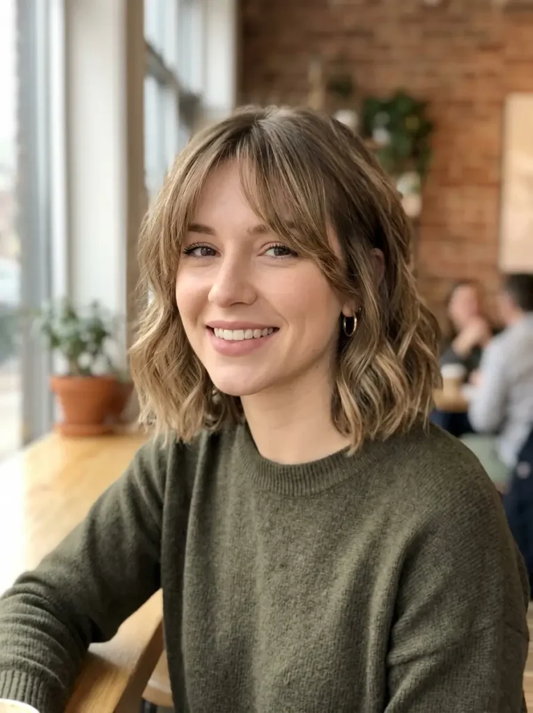 Wavy Bob with Curtain Bangs
