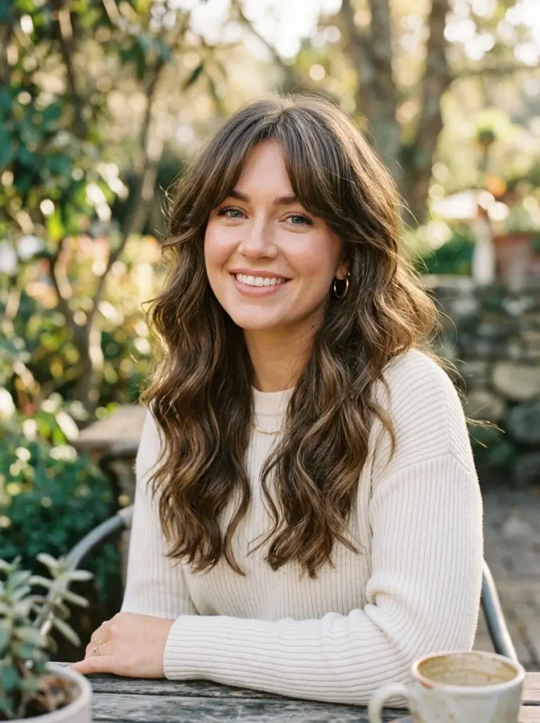 Wavy Hair with Curtain Bangs